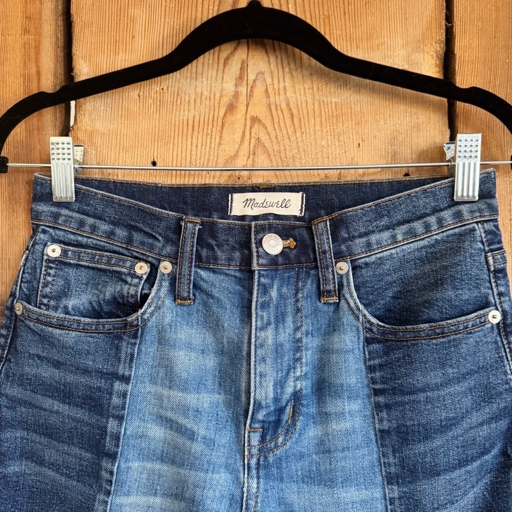Sz 24 Madewell Cruiser Straight Medium Wash Crop Jeans Two-Tone Edition 70s EUC - Picture 2 of 7